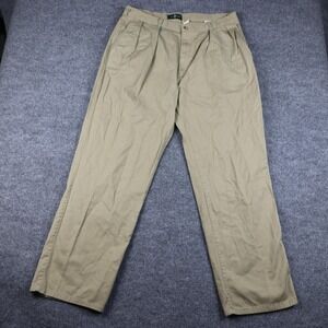 Hunt Club Pants Mens 38x32 Khaki Pleated Chino Straight Leg Zip Fly Casual